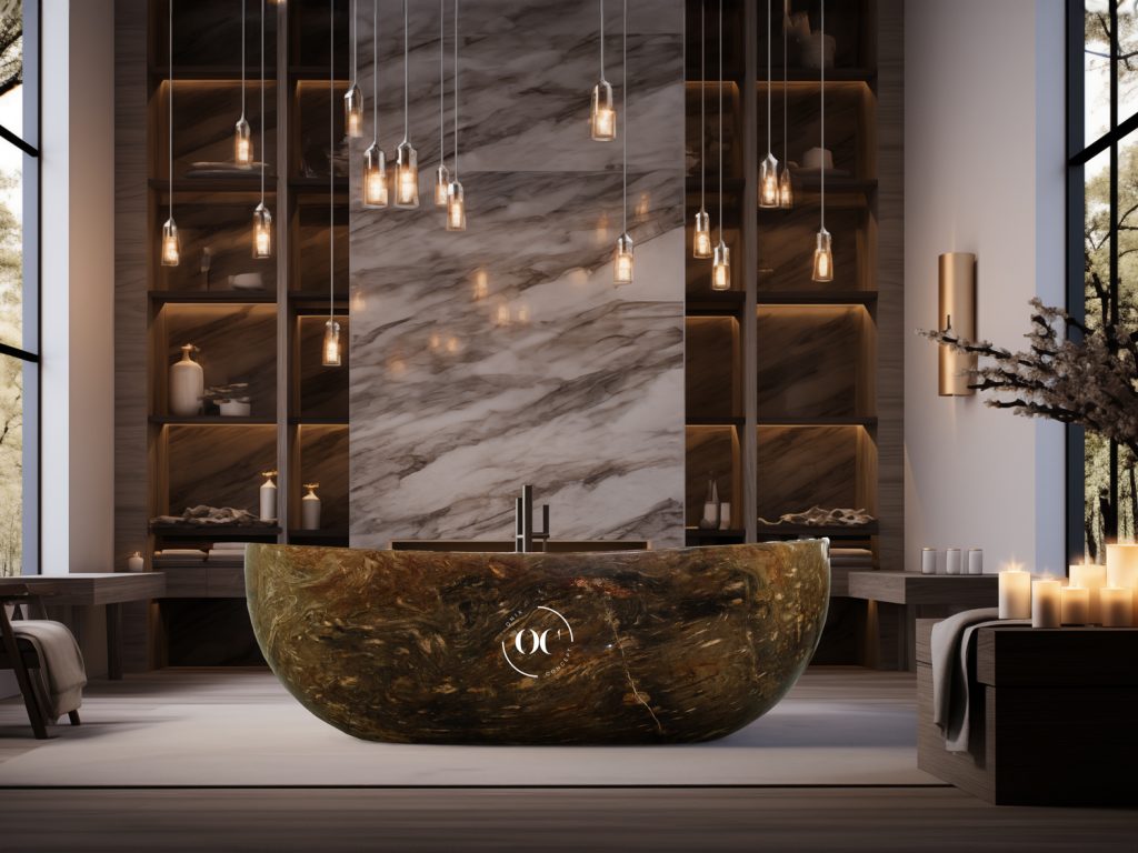 PETRIFIED WOOD BATHTUB